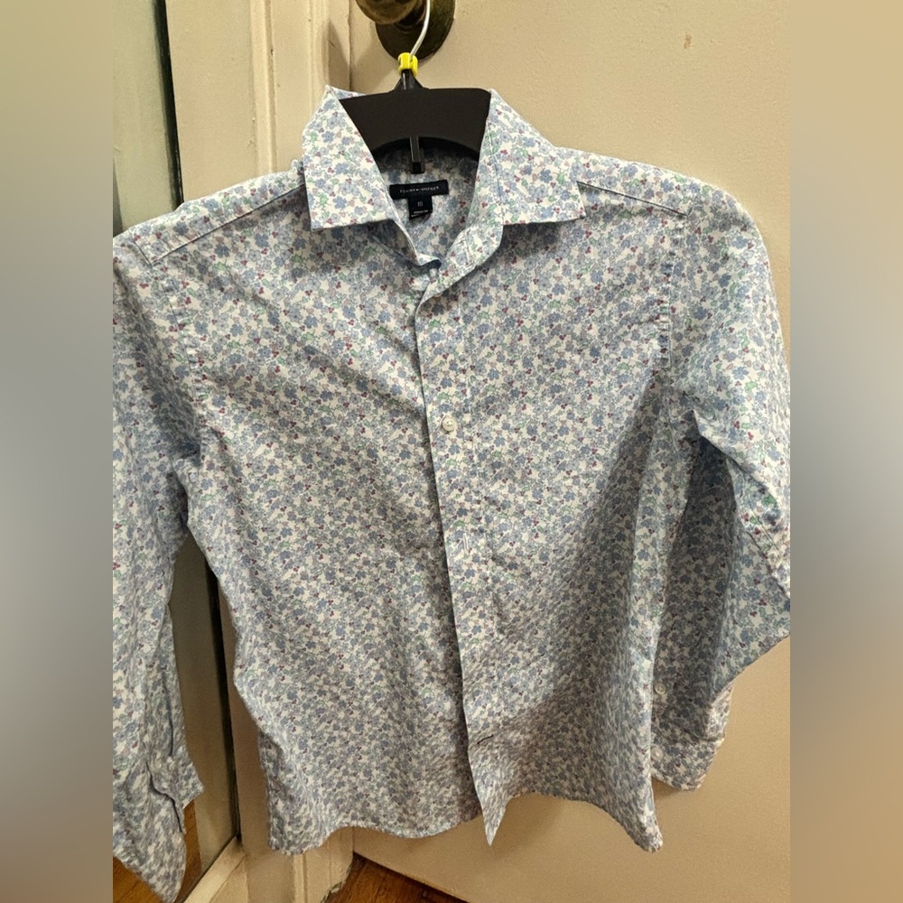 Tommy Hilfiger Kids Floral Blue Button Down Shirt